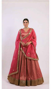 Rustic Brick Red Lehenga Set with Gotta Patti Work