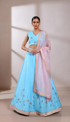 Light Sky Blue lehenga set with sequin and beads embroidery work