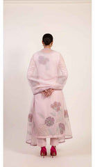 Blush Pastel Pink Suit Set with handpainted and embroidery Dupatta