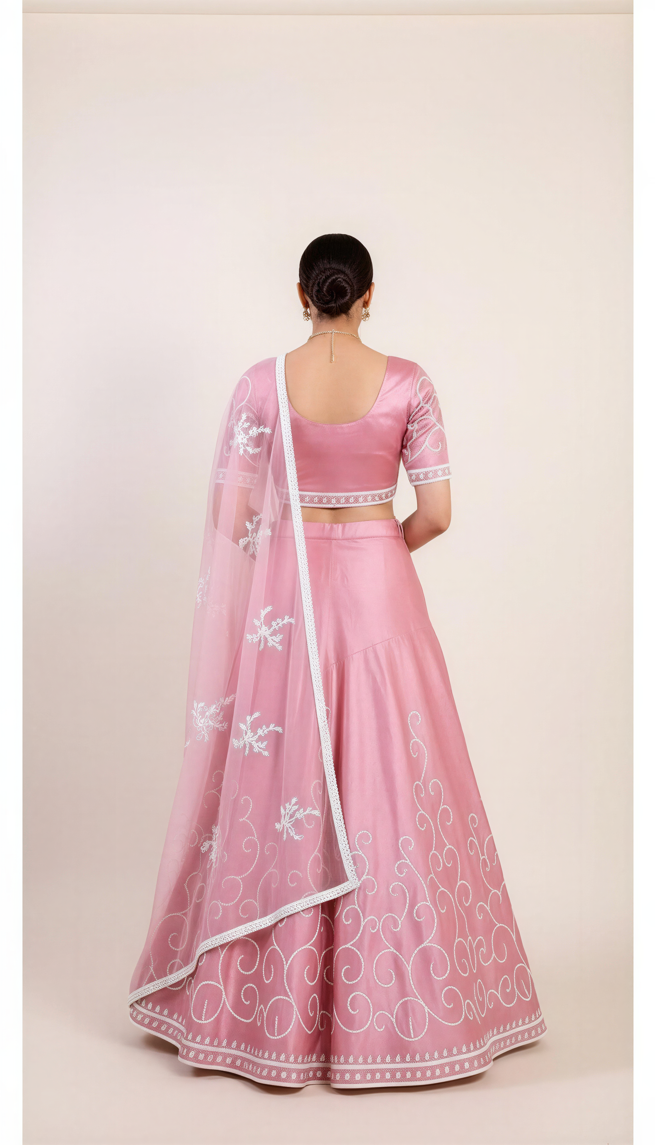 Salmon Pink Lehenga Set with hand embroidered sequin work