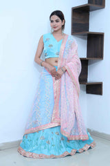 Light Sky Blue lehenga set with sequin and beads embroidery work