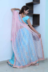Light Sky Blue lehenga set with sequin and beads embroidery work