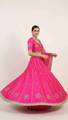 Hot Pink Lehenga Set with Golden Sequin wok