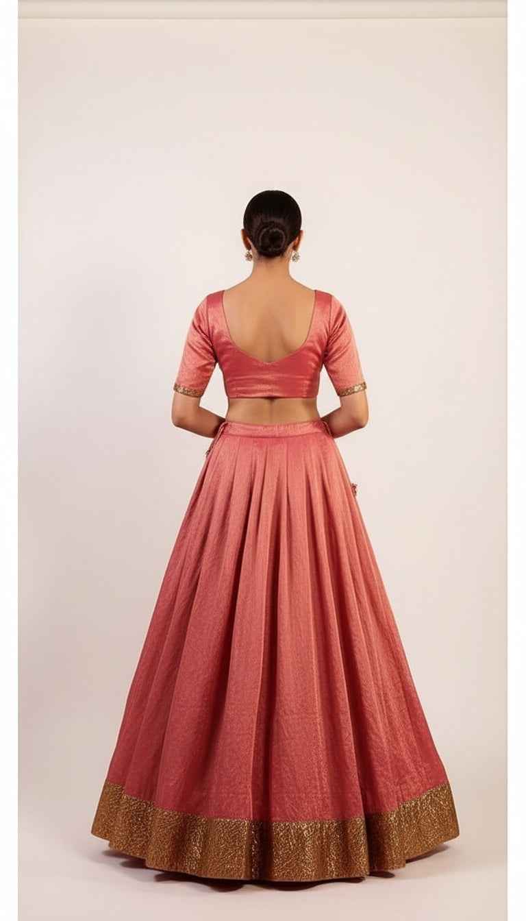 Rustic Brick Red Lehenga Set with Gotta Patti Work