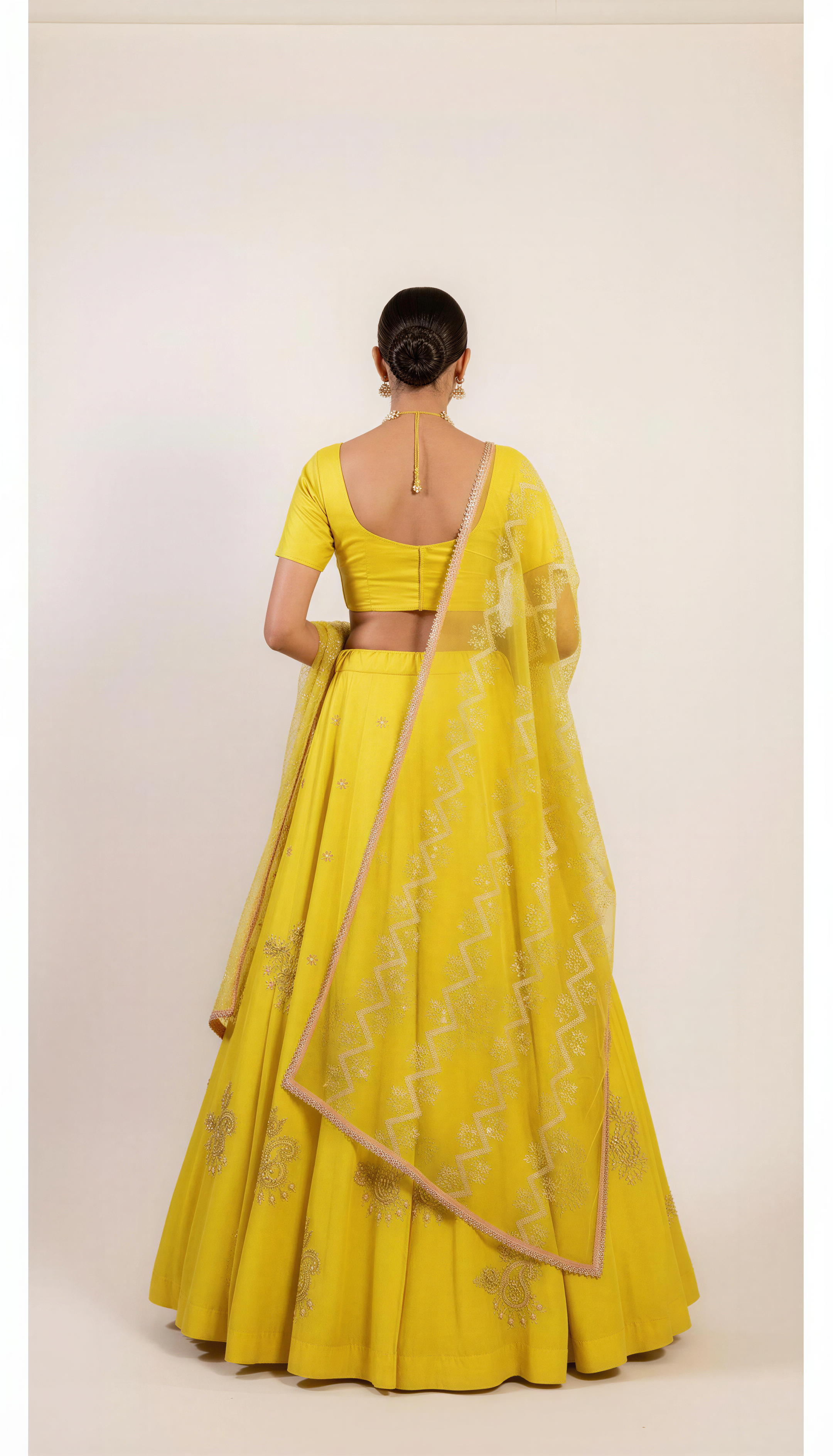 Lemon Yellow Lehenga Set With Sequin Hand Embroidery