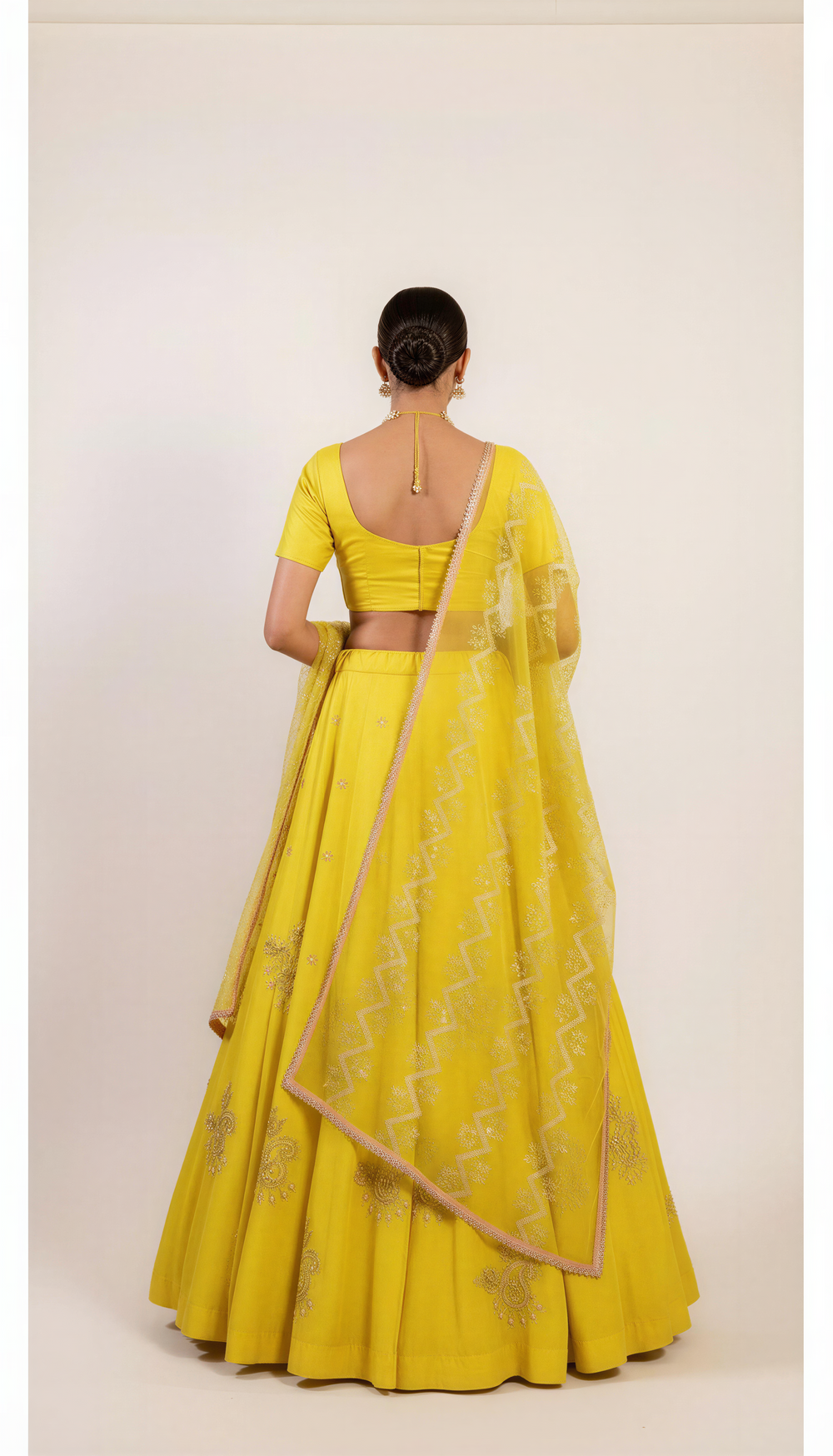 Lemon Yellow Lehenga Set With Sequin Hand Embroidery