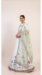 Off White Lehenga Set with Hand Thread Embroidery Work